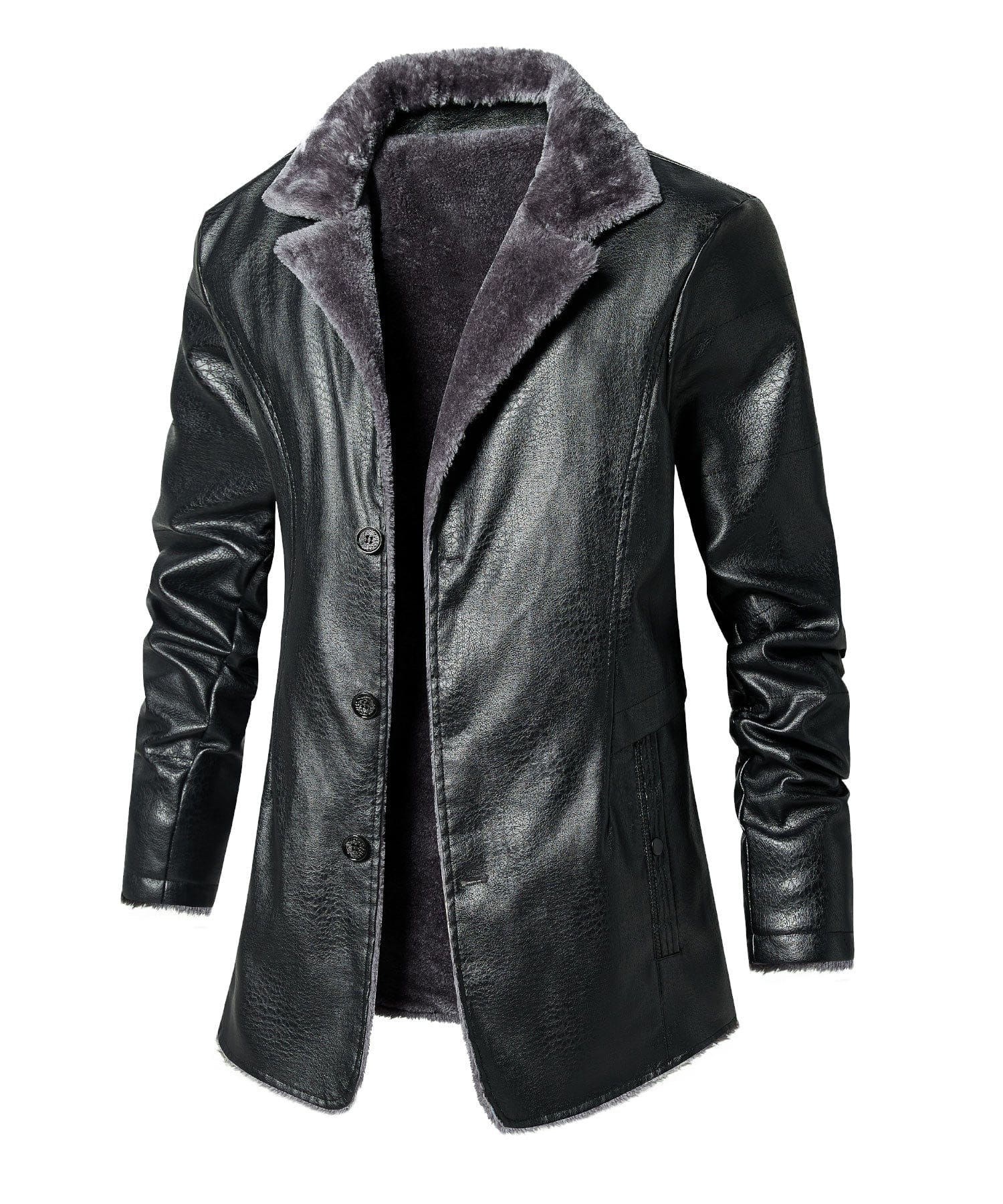 Tundra Patrol Coat – Men's Faux Leather Winter Coat – Fur-Lined Warm Cole Hampton