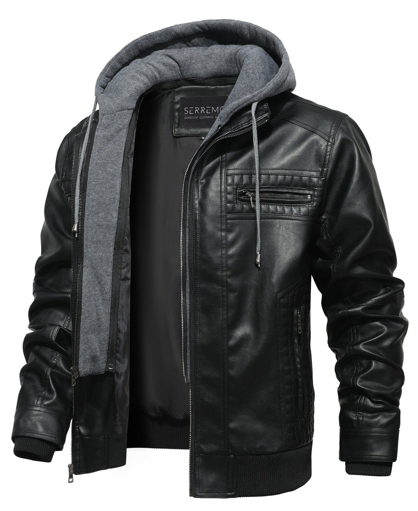 Jetstream Jacket – Men's Faux Leather Bomber – Removable Hood Cole Hampton