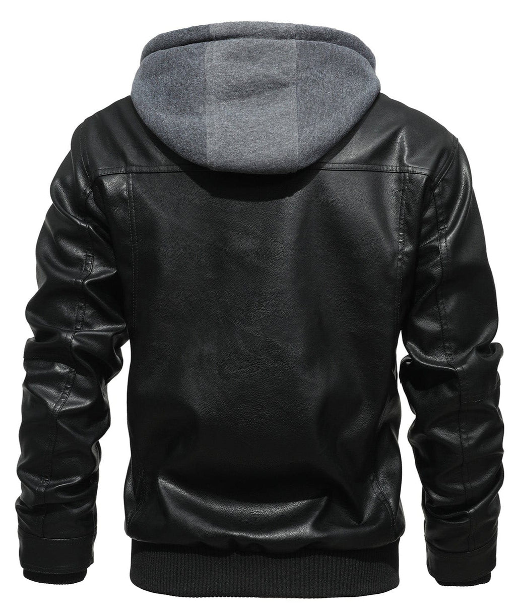 Jetstream Jacket – Men's Faux Leather Bomber – Removable Hood Cole Hampton