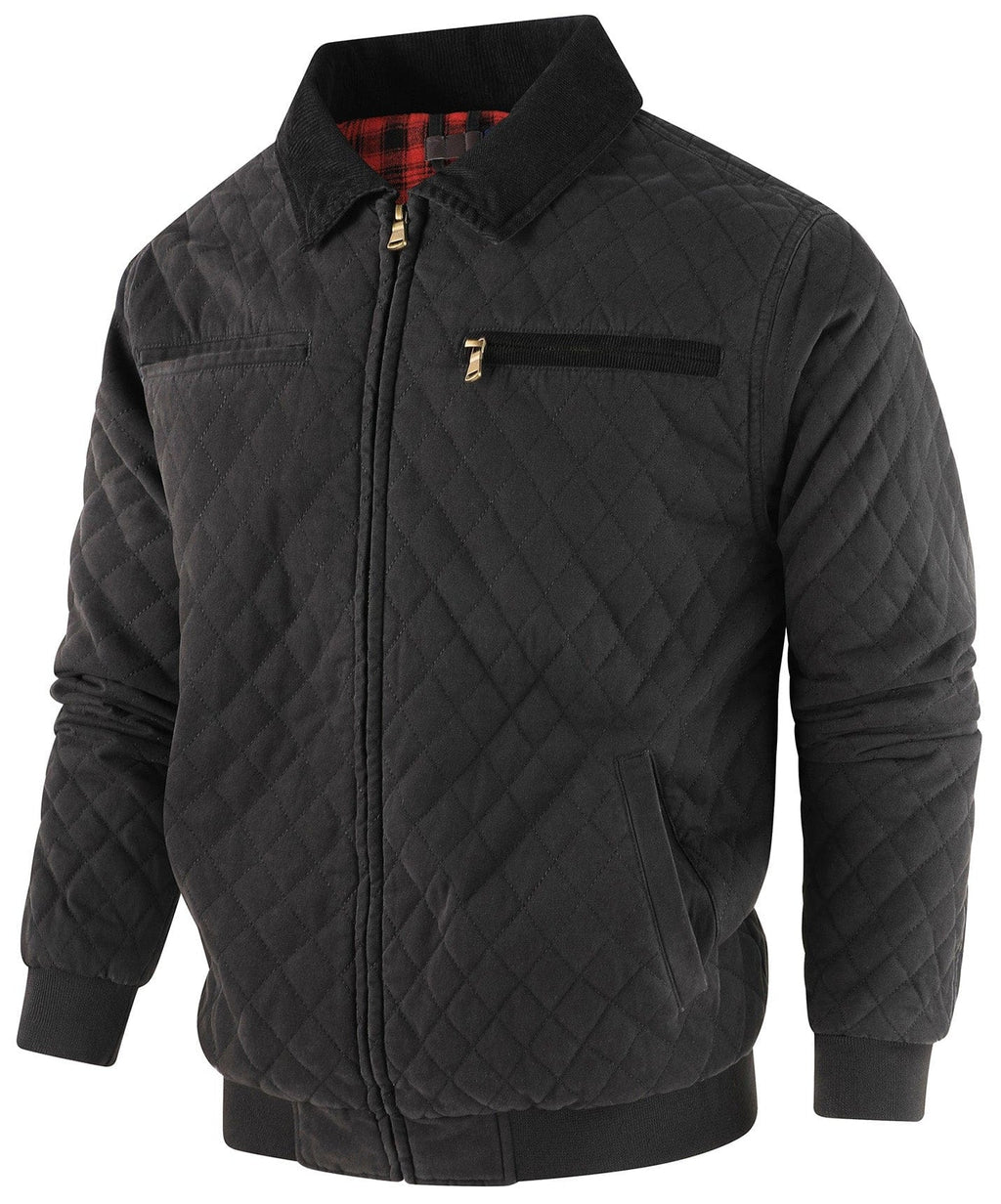 Diamond Quilt Jacket – Men's Quilted Bomber Jacket – Corduroy Collar Cole Hampton