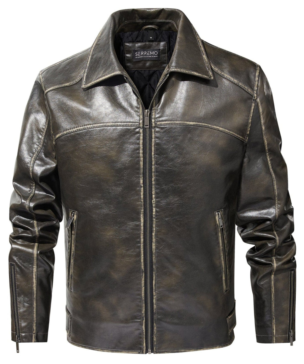 Rustic Edge Jacket – Men's Distressed Faux Leather Jacket – Vintage Moto Cole Hampton