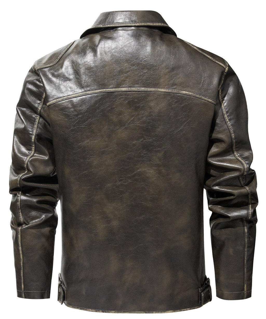 Rustic Edge Jacket – Men's Distressed Faux Leather Jacket – Vintage Moto Cole Hampton