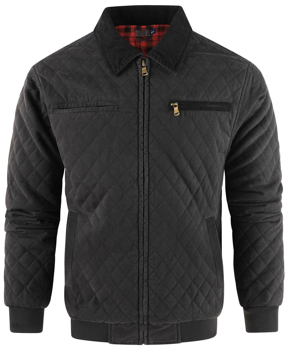 Diamond Quilt Jacket – Men's Quilted Bomber Jacket – Corduroy Collar Cole Hampton