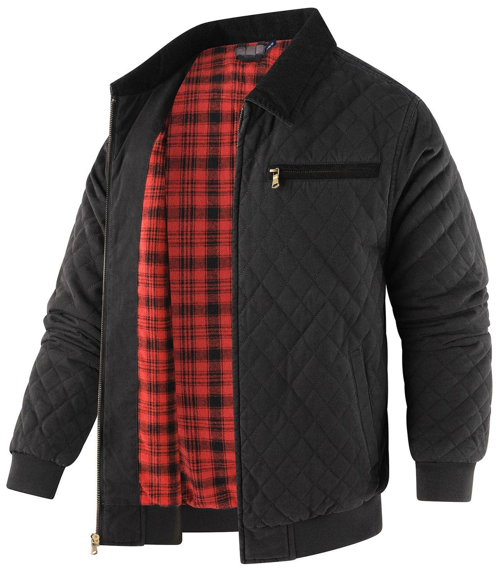 Diamond Quilt Jacket – Men's Quilted Bomber Jacket – Corduroy Collar Cole Hampton