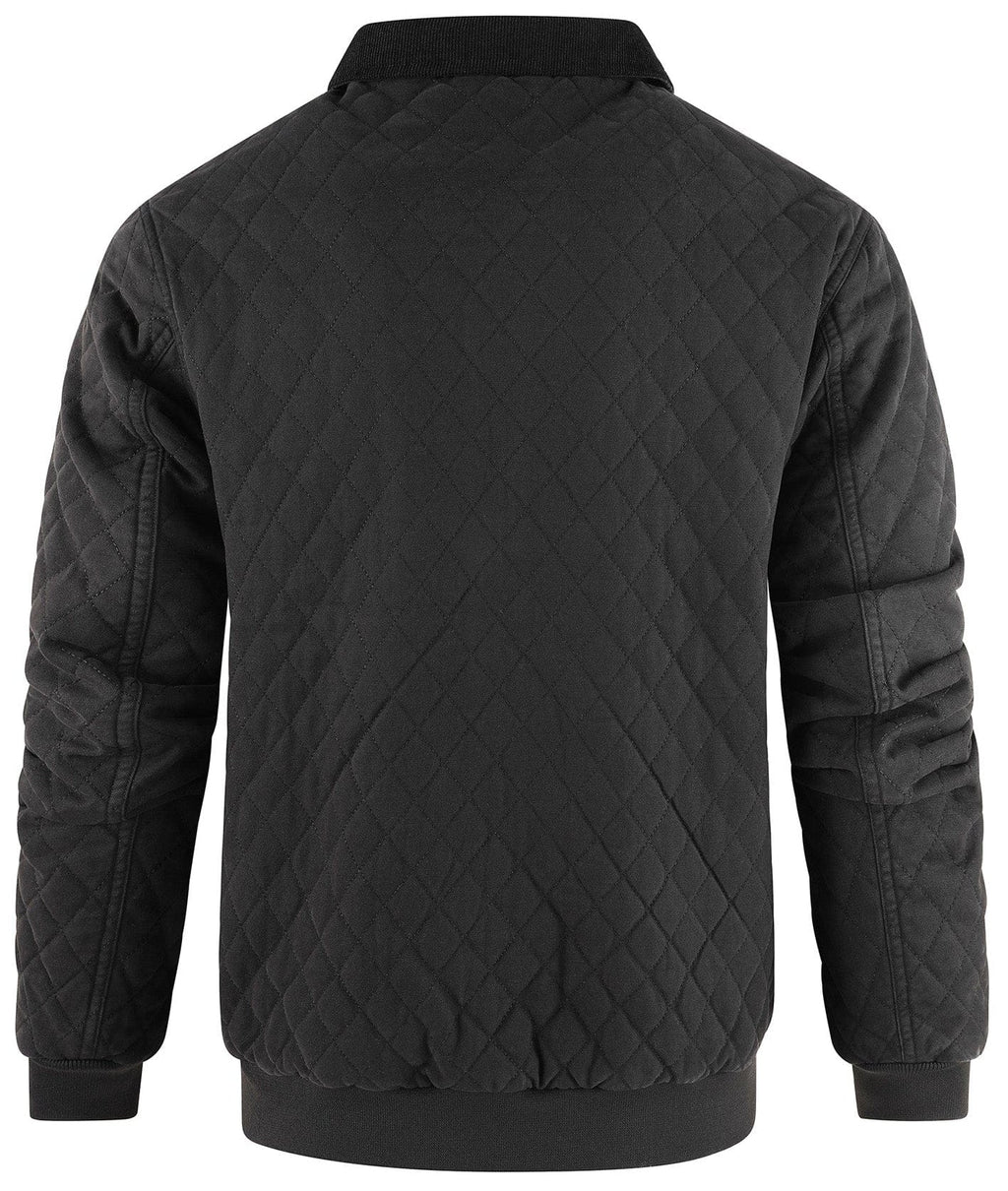 Diamond Quilt Jacket – Men's Quilted Bomber Jacket – Corduroy Collar Cole Hampton