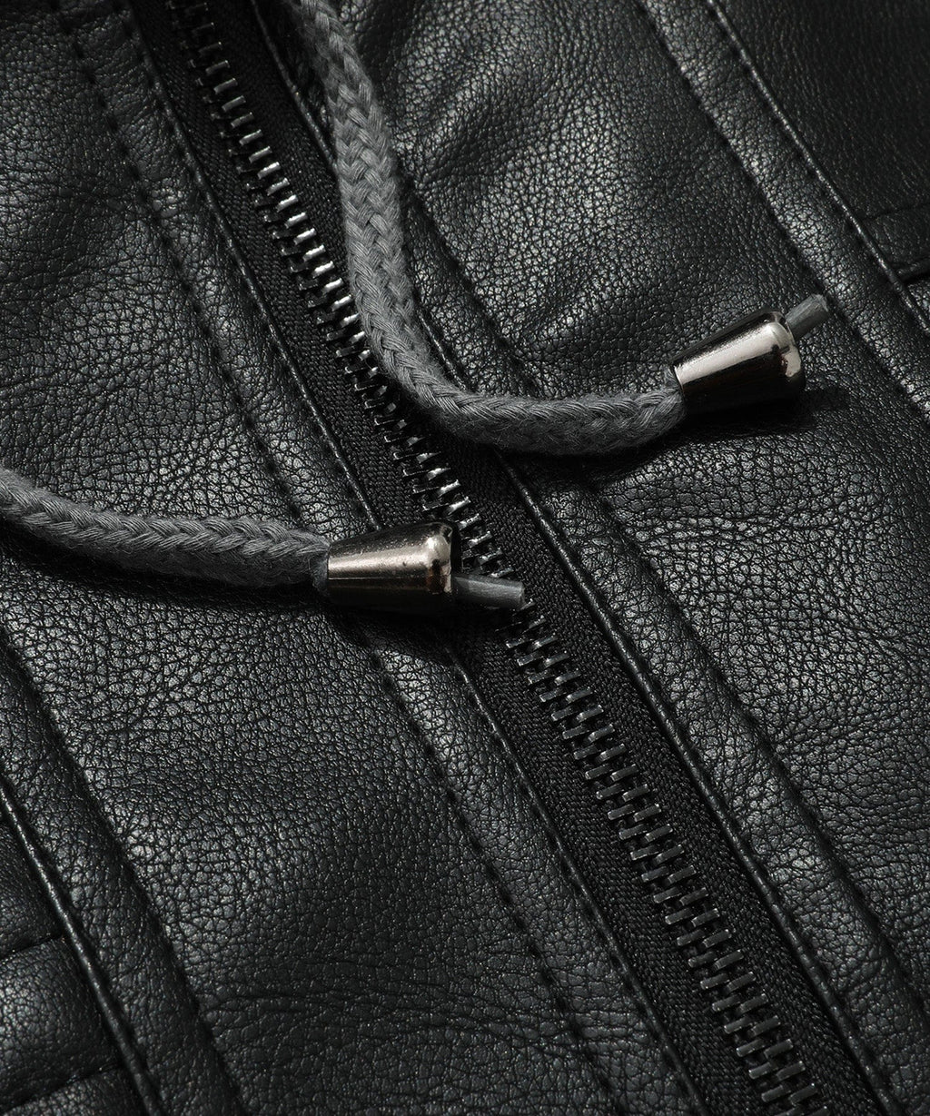 Jetstream Jacket – Men's Faux Leather Bomber – Removable Hood Cole Hampton