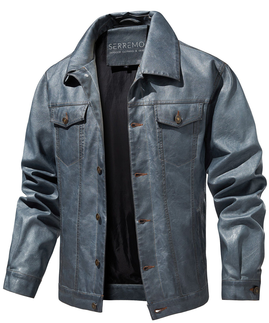 Highway Jacket – Men's Faux Leather Trucker Jacket – Button-Front Cole Hampton
