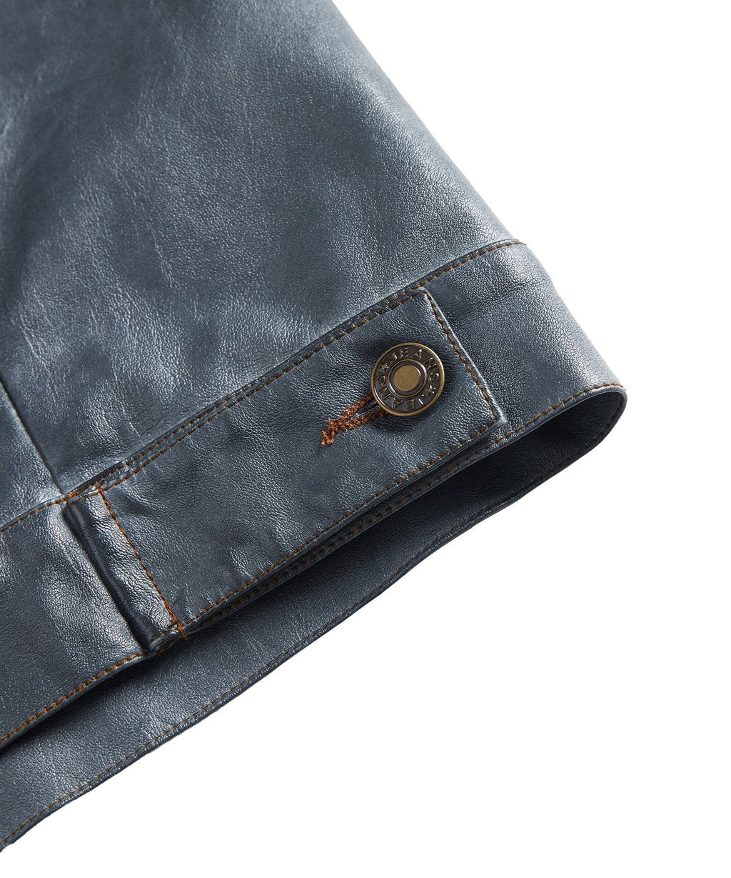 Highway Jacket – Men's Faux Leather Trucker Jacket – Button-Front Cole Hampton