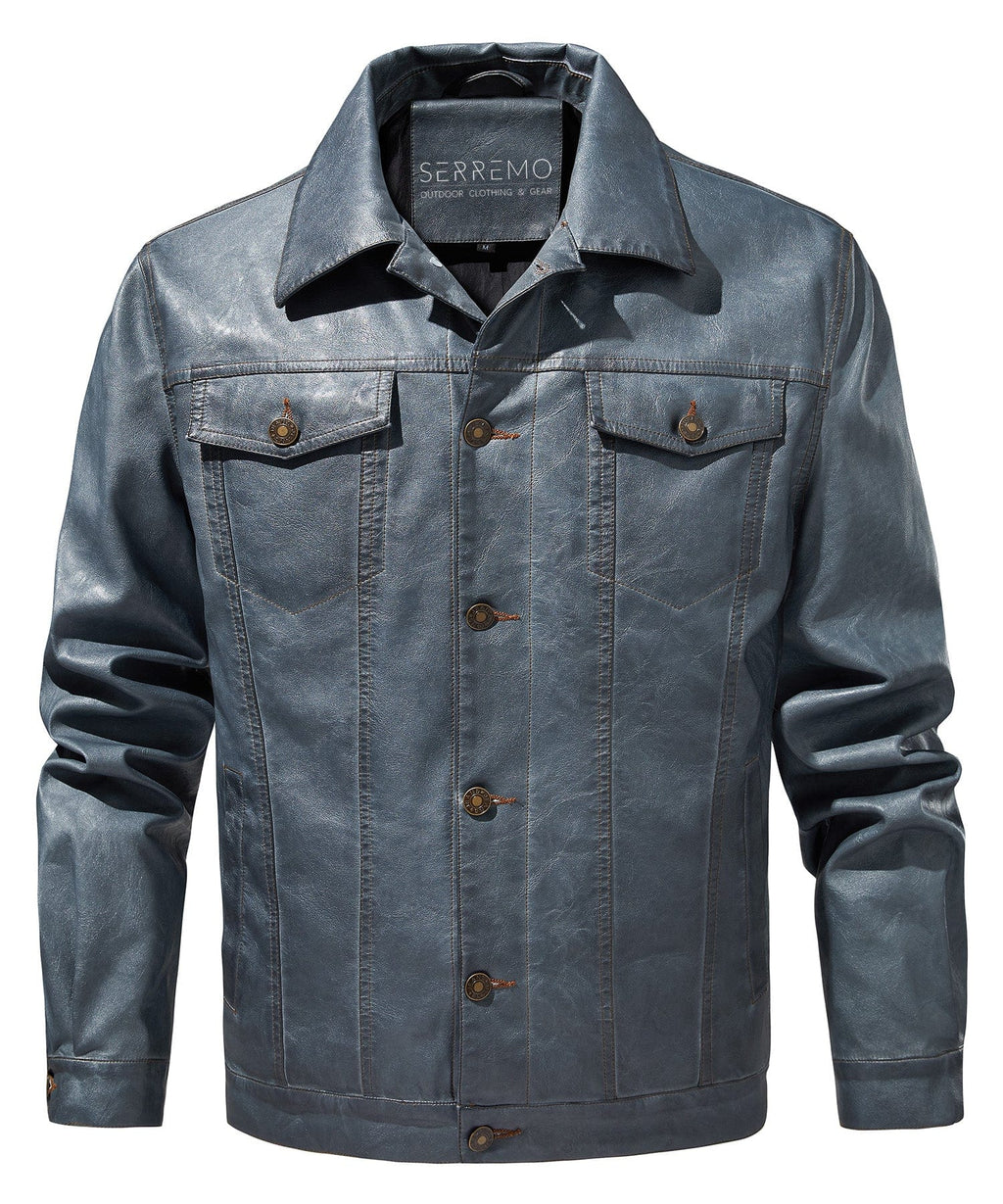 Highway Jacket – Men's Faux Leather Trucker Jacket – Button-Front Cole Hampton