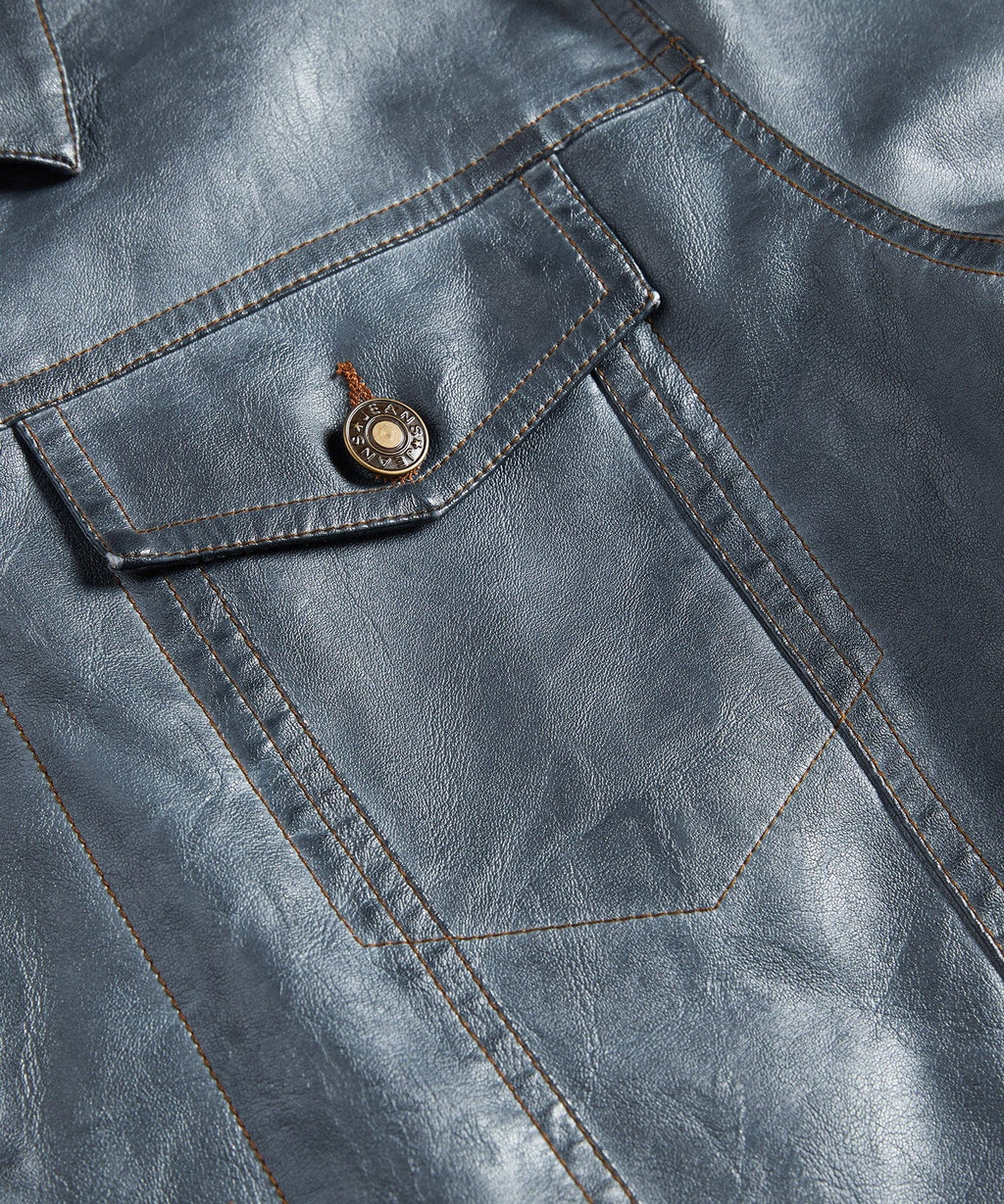 Highway Jacket – Men's Faux Leather Trucker Jacket – Button-Front Cole Hampton