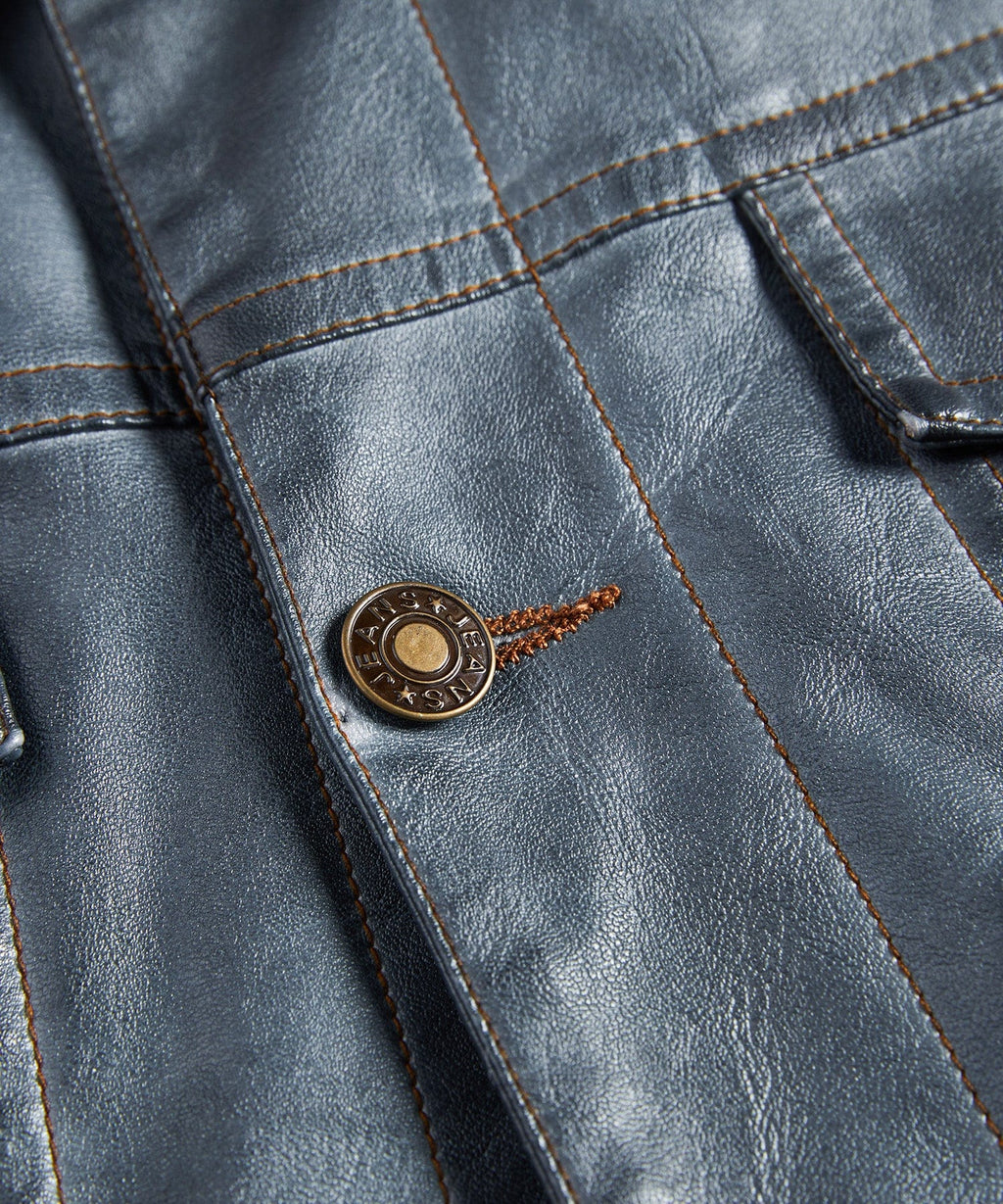 Highway Jacket – Men's Faux Leather Trucker Jacket – Button-Front Cole Hampton
