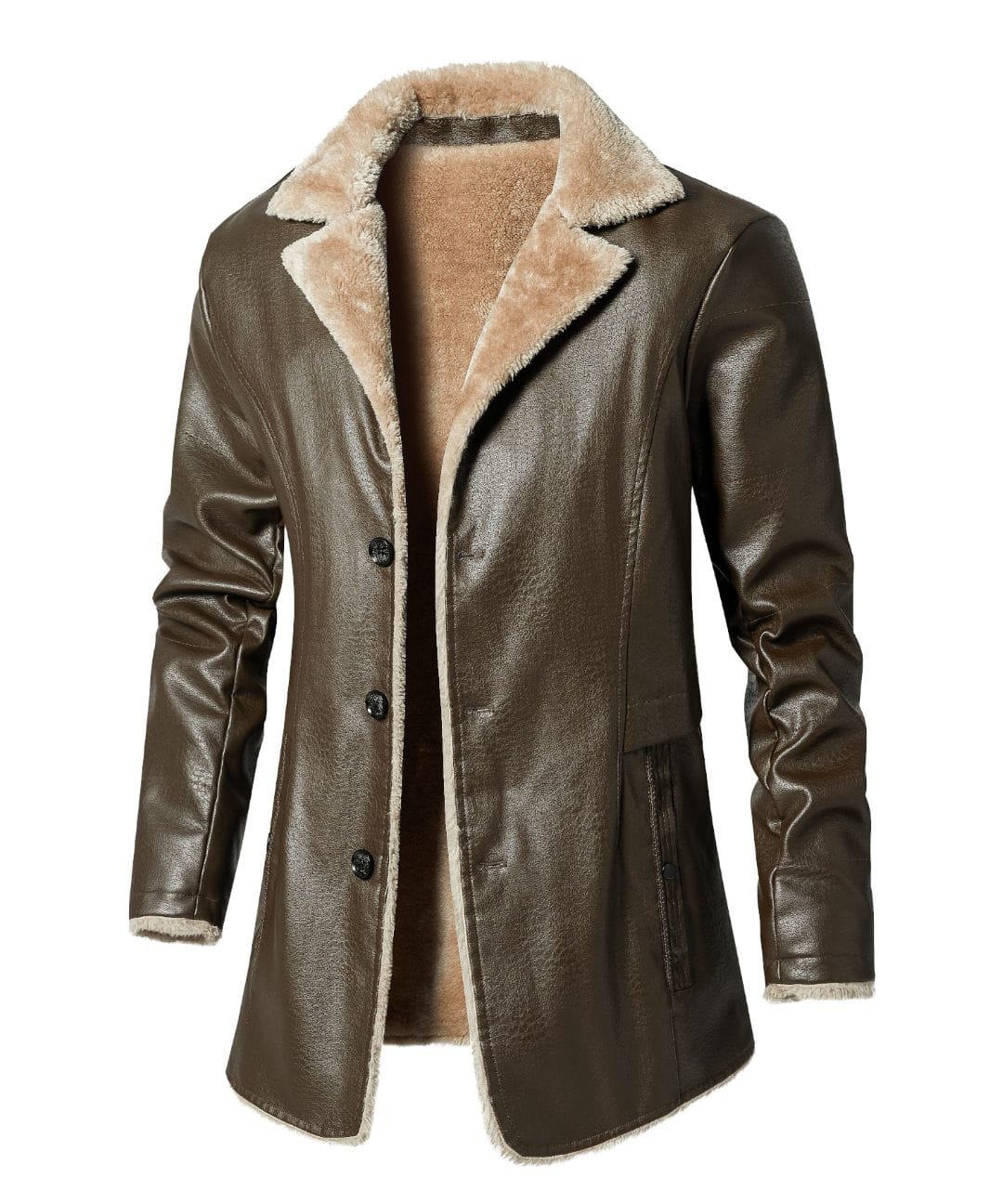 Tundra Patrol Coat – Men's Faux Leather Winter Coat – Fur-Lined Warm Cole Hampton