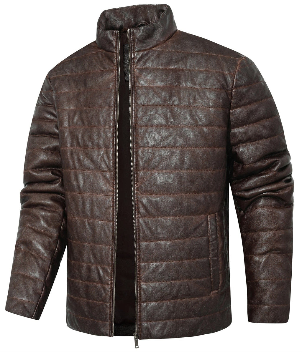 Arden Jacket – Men's Quilted Faux Leather Jacket – Modern Puffer Style Cole Hampton