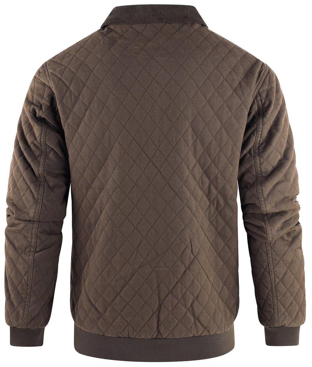 Diamond Quilt Jacket – Men's Quilted Bomber Jacket – Corduroy Collar Cole Hampton
