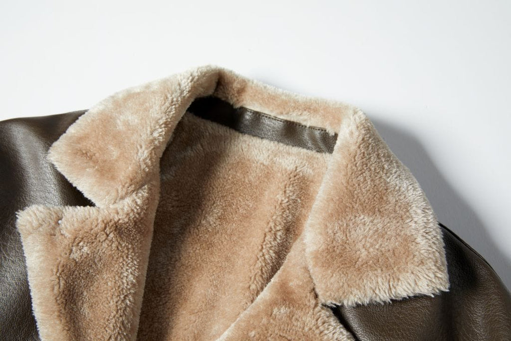 Tundra Patrol Coat – Men's Faux Leather Winter Coat – Fur-Lined Warm Cole Hampton