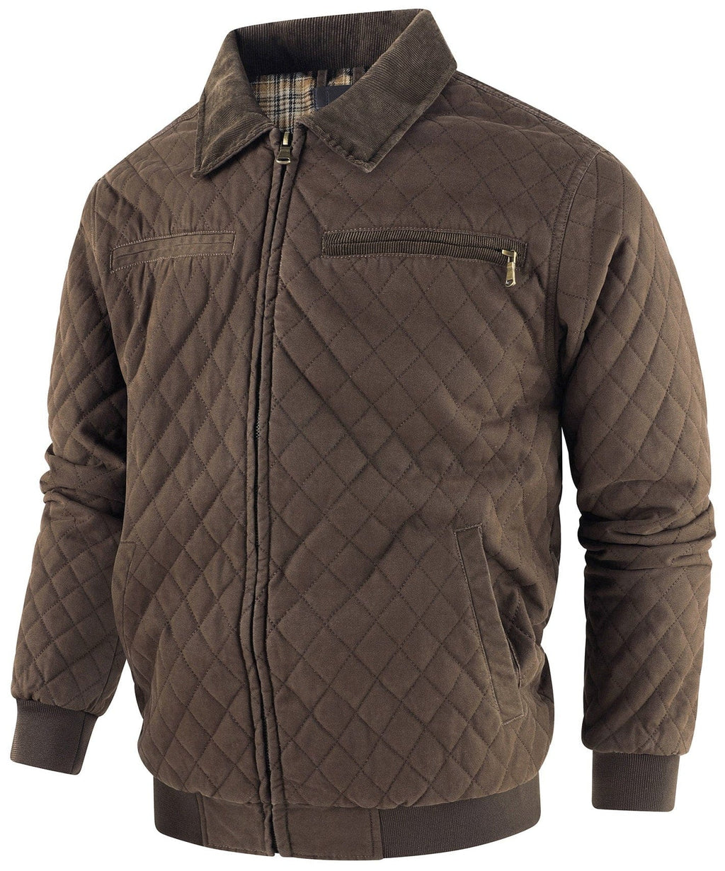 Diamond Quilt Jacket – Men's Quilted Bomber Jacket – Corduroy Collar Cole Hampton
