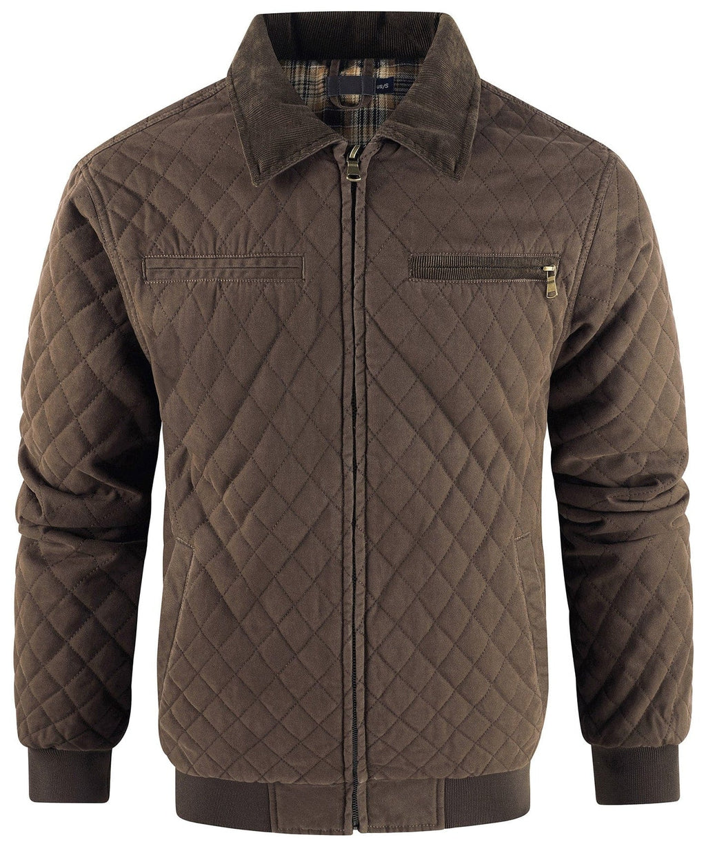 Diamond Quilt Jacket – Men's Quilted Bomber Jacket – Corduroy Collar Cole Hampton
