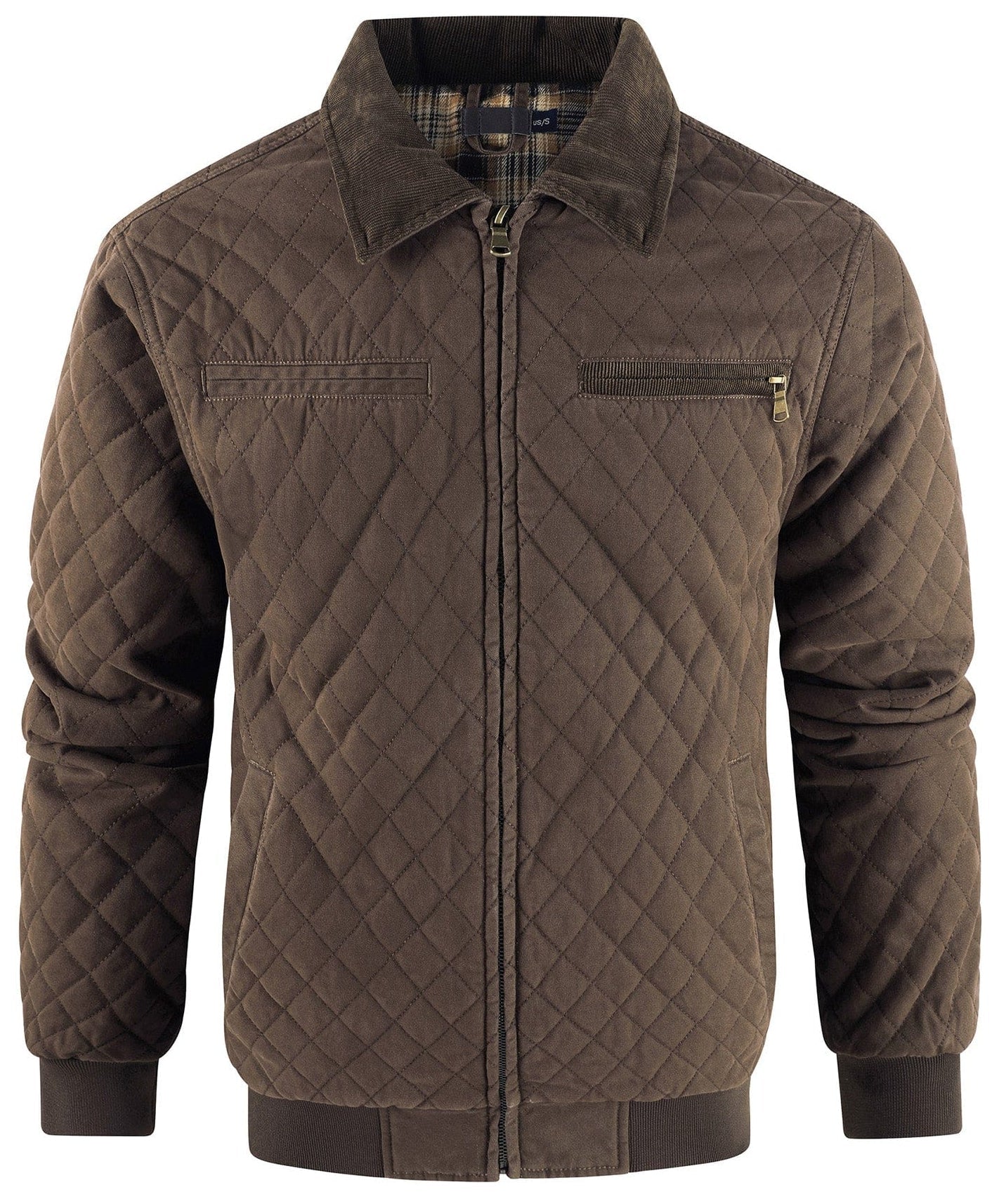 Diamond Quilt Jacket – Men's Quilted Bomber Jacket – Corduroy Collar Cole Hampton