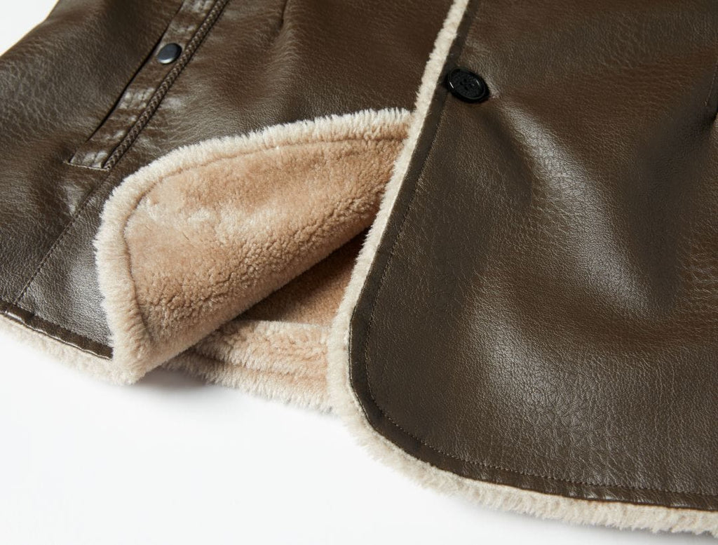 Tundra Patrol Coat – Men's Faux Leather Winter Coat – Fur-Lined Warm Cole Hampton
