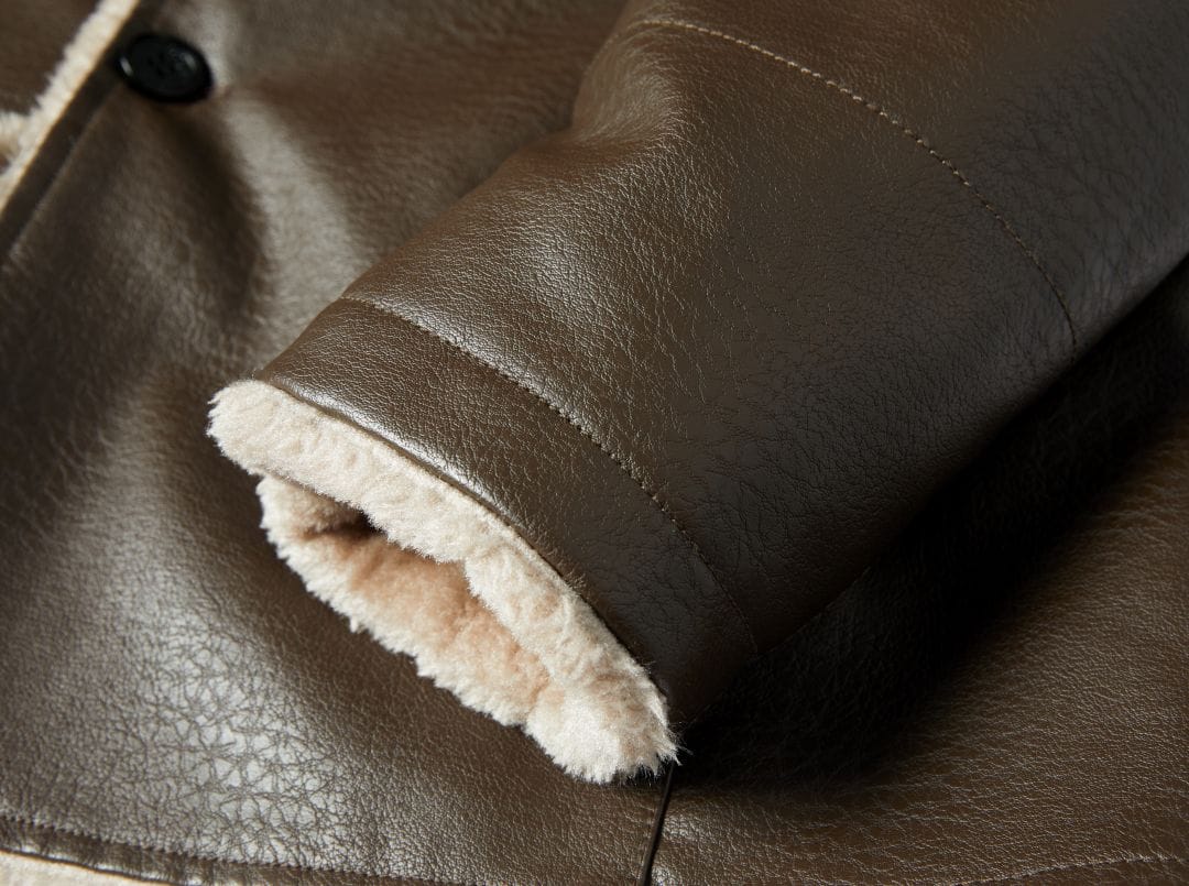 Tundra Patrol Coat – Men's Faux Leather Winter Coat – Fur-Lined Warm Cole Hampton