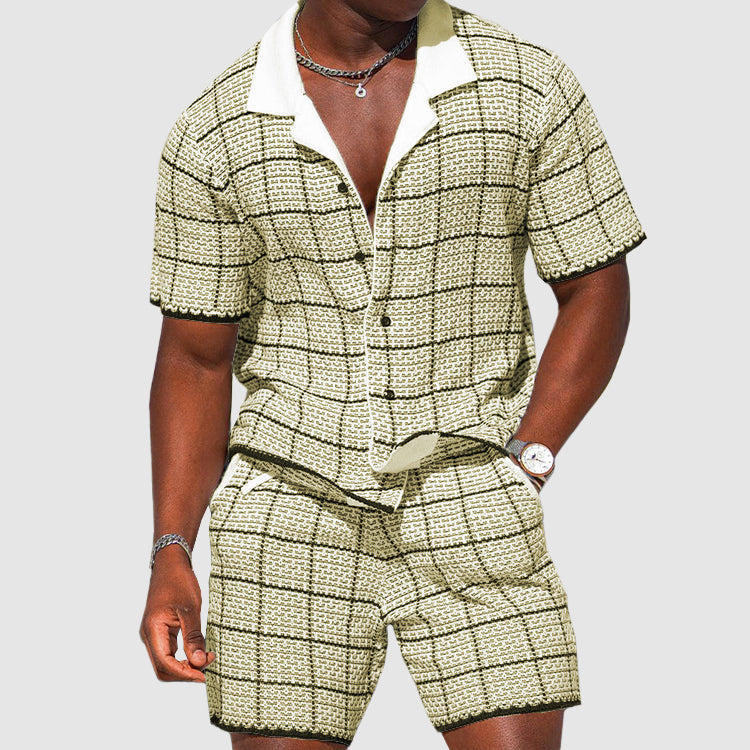 Blake - Men's Plaid Button-Up Shirt and Shorts Set Cole Hampton