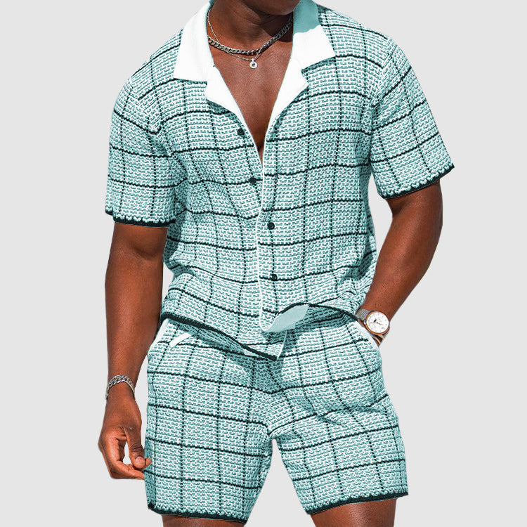 Blake - Men's Plaid Button-Up Shirt and Shorts Set Cole Hampton