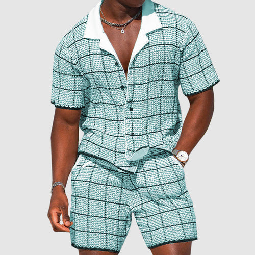 Blake - Men's Plaid Button-Up Shirt and Shorts Set Cole Hampton