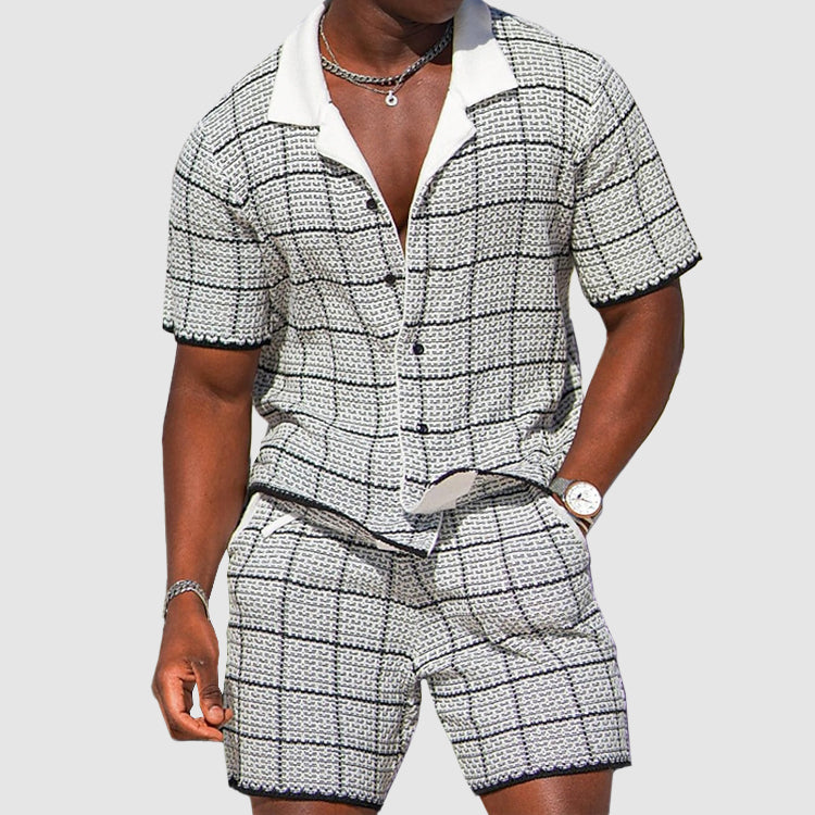 Blake - Men's Plaid Button-Up Shirt and Shorts Set Cole Hampton