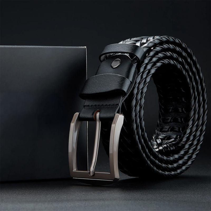 Braided Genuine Leather Belt with Metal Buckle Cole Hampton