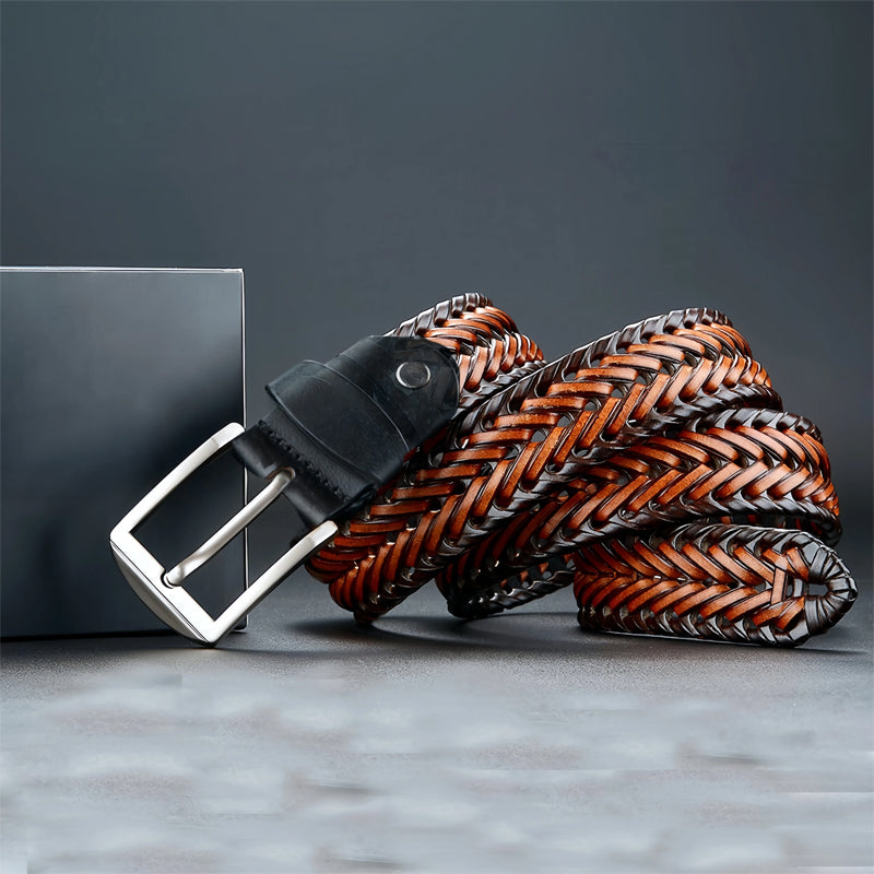 Braided Genuine Leather Belt with Metal Buckle Cole Hampton