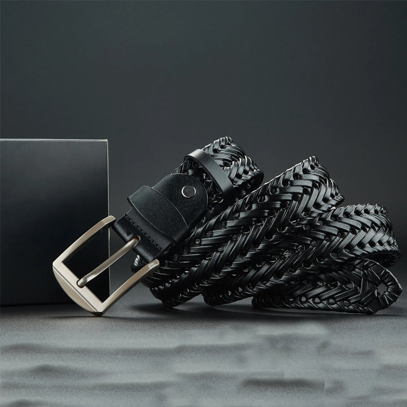 Braided Genuine Leather Belt with Metal Buckle Cole Hampton