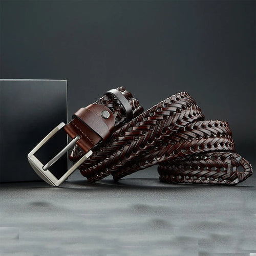 Braided Genuine Leather Belt with Metal Buckle Cole Hampton