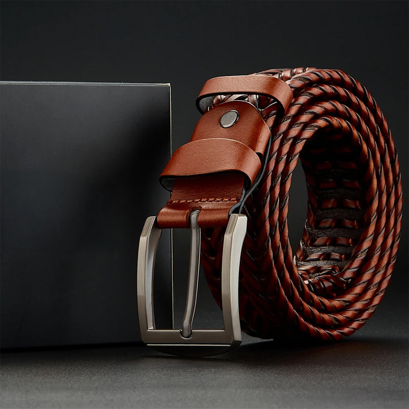 Braided Genuine Leather Belt with Metal Buckle Cole Hampton