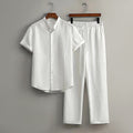 Callum - Men's Textured Short Sleeve Shirt and Pants Set Cole Hampton