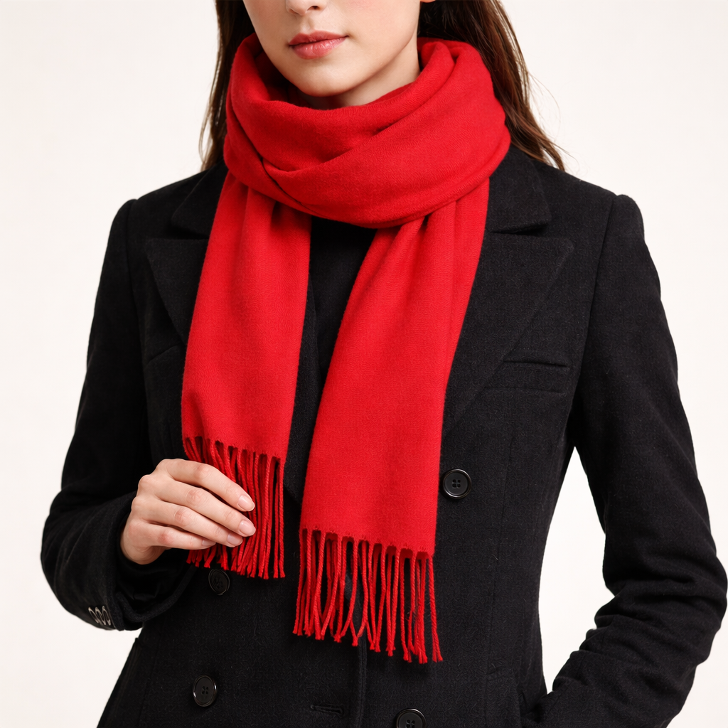 Classic Long Scarf with Fringe Detail Cole Hampton