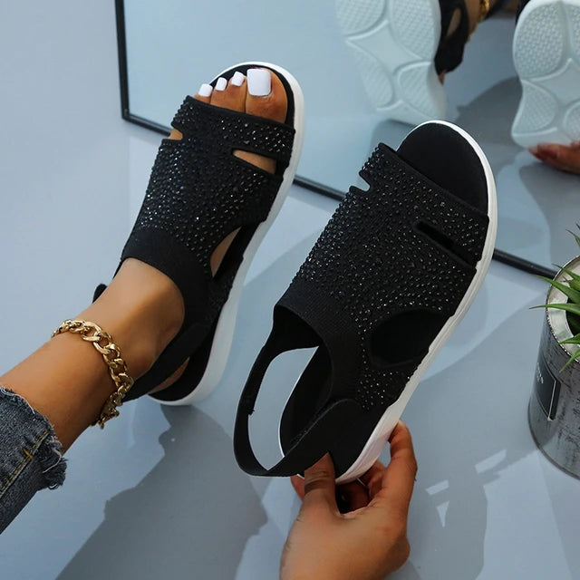 Crystal-Embellished Casual Slippers for Women – Stylish & Comfortable