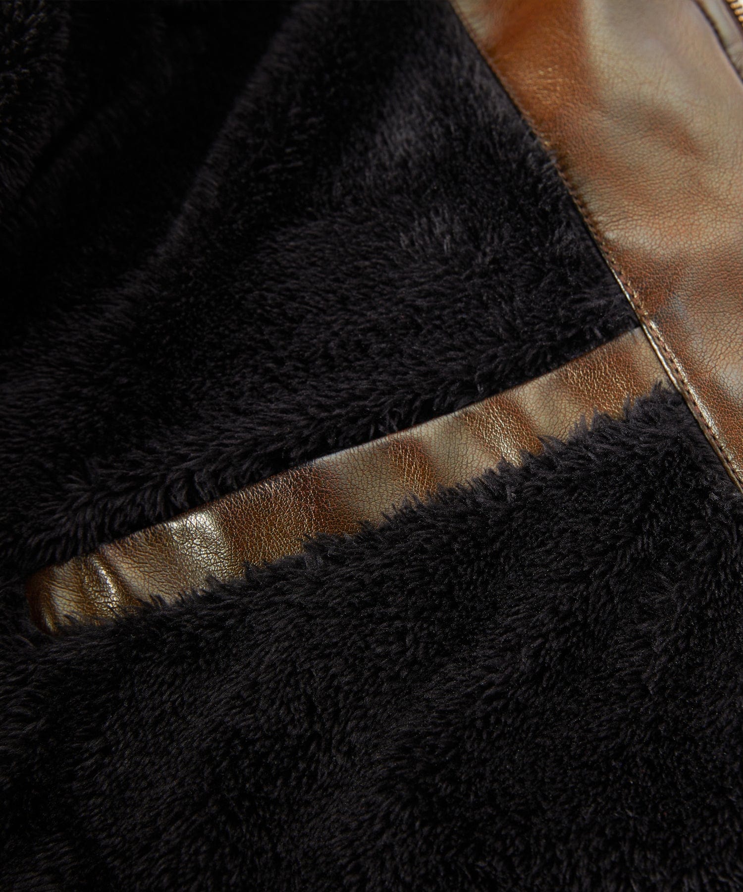 Timberline Jacket – Men's Faux Leather Aviator Jacket – Shearling Collar Cole Hampton