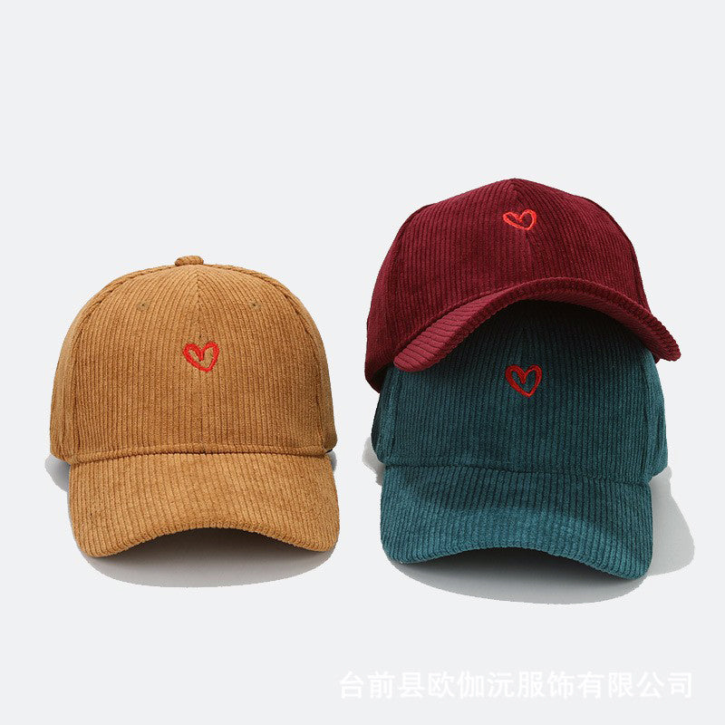Everyday Corduroy Cap with Embroidered Heart Cole Hampton