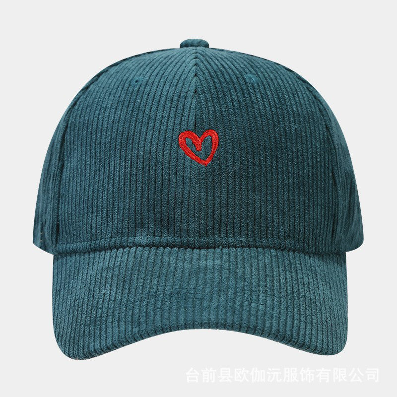 Everyday Corduroy Cap with Embroidered Heart Cole Hampton