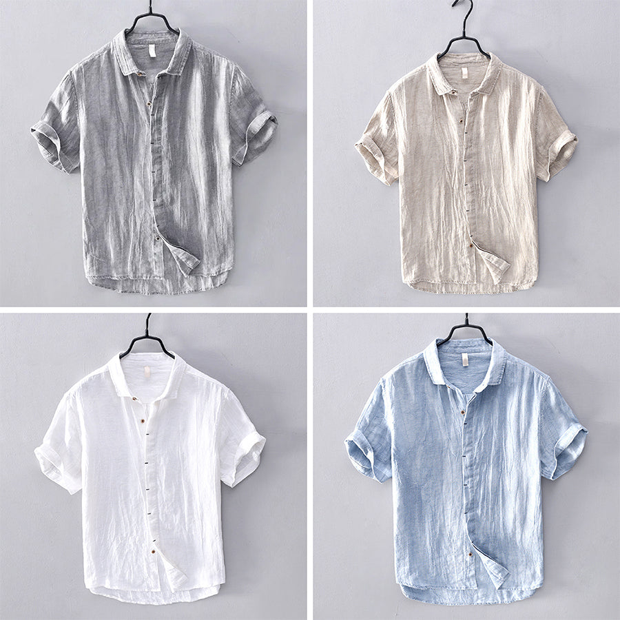 Felix Grant Coral Bay Linen Shirt Ash & Harbor