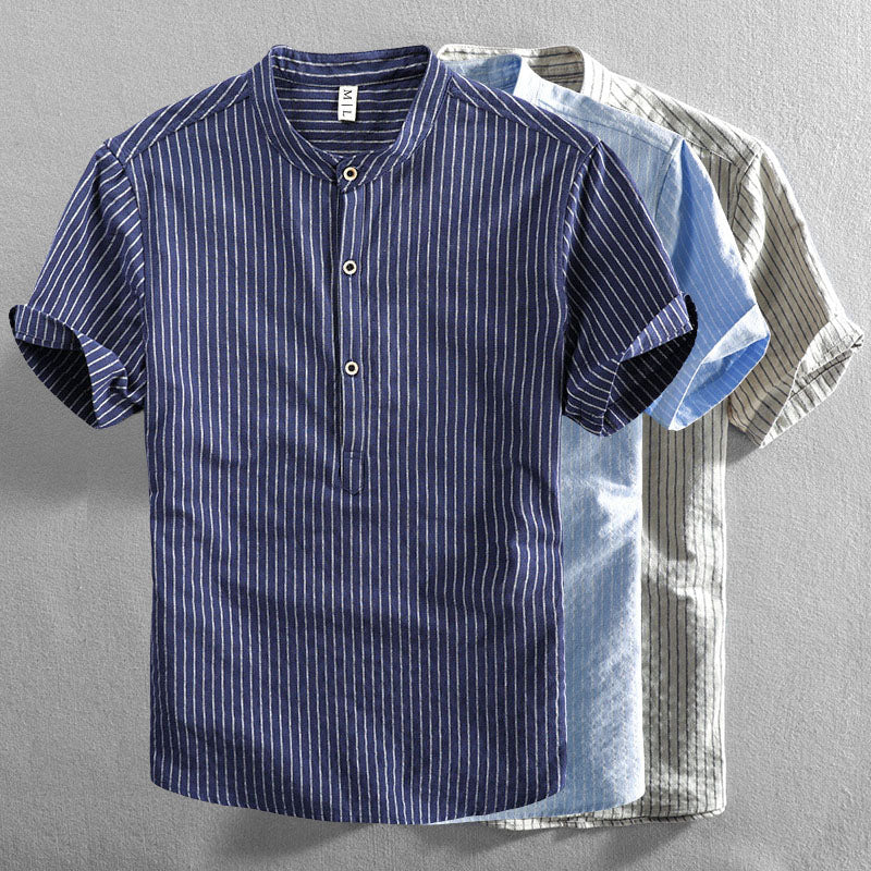 Felix Grant Striped Cotton Shirt Ash & Harbor