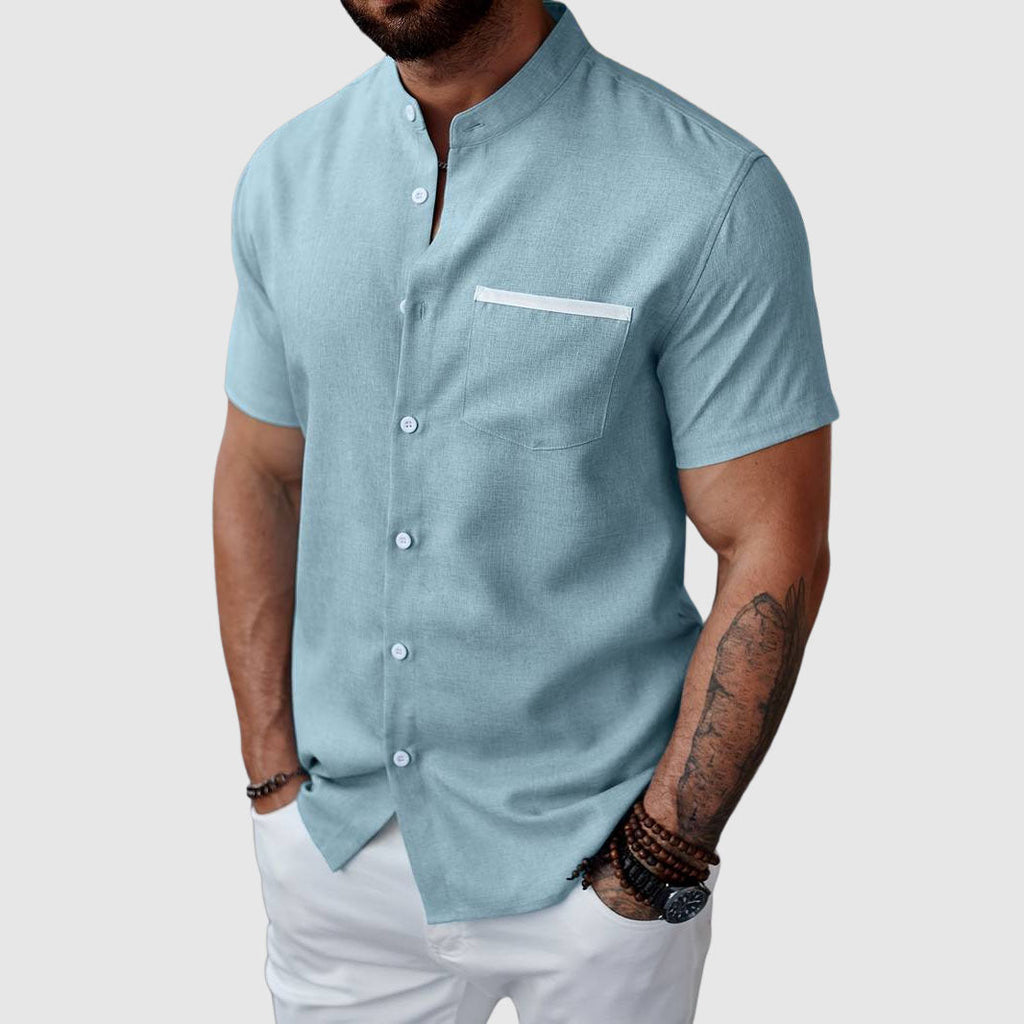 Felix Grant Summer Henley Shirt Ash & Harbor