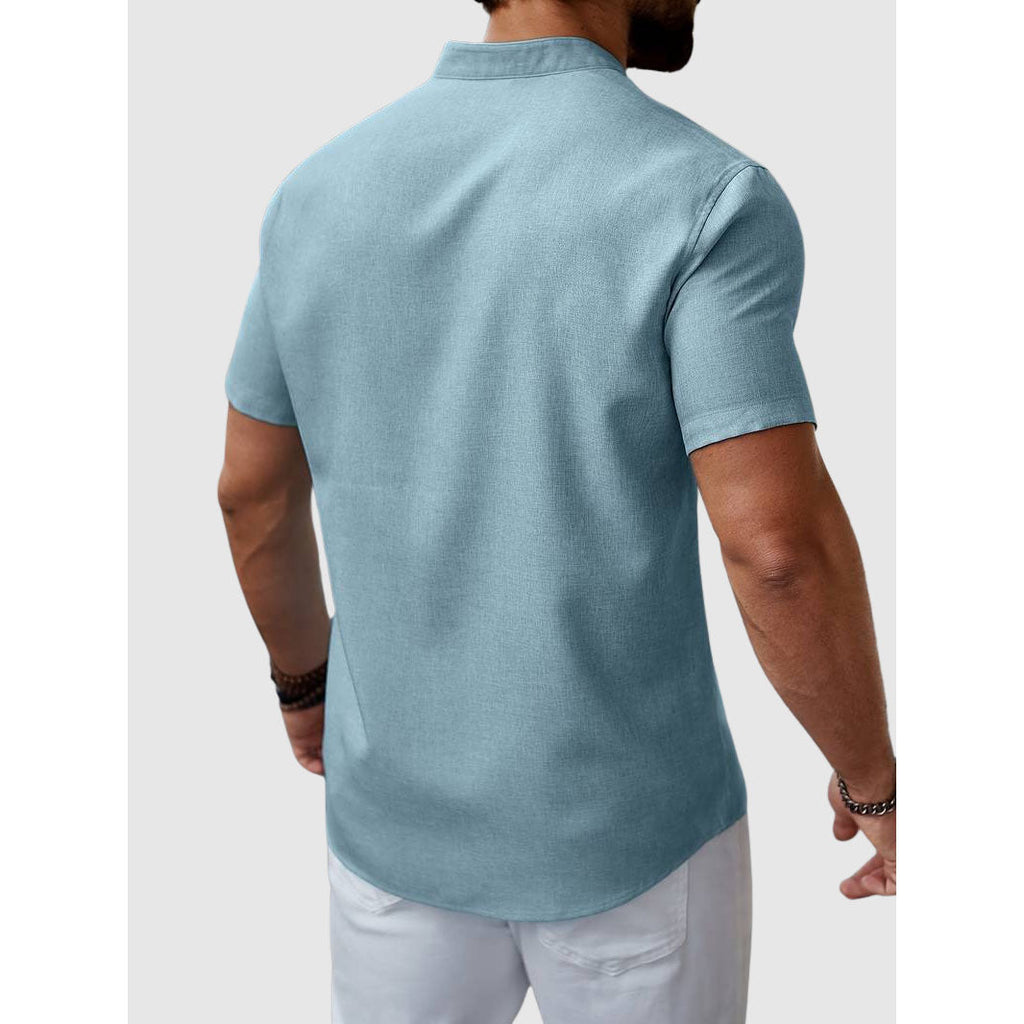 Felix Grant Summer Henley Shirt Ash & Harbor