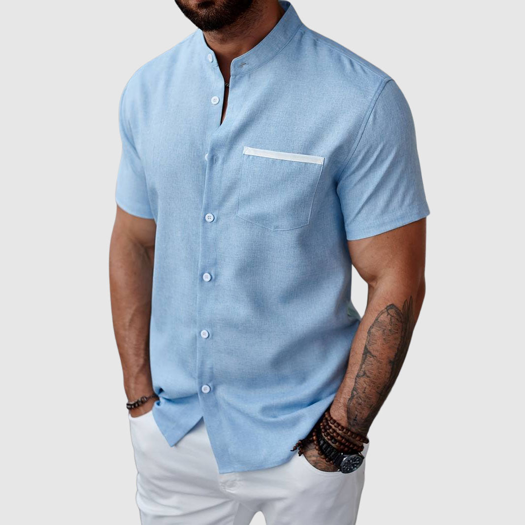 Felix Grant Summer Henley Shirt Ash & Harbor