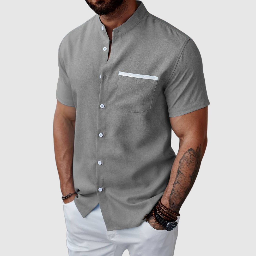 Felix Grant Summer Henley Shirt Ash & Harbor