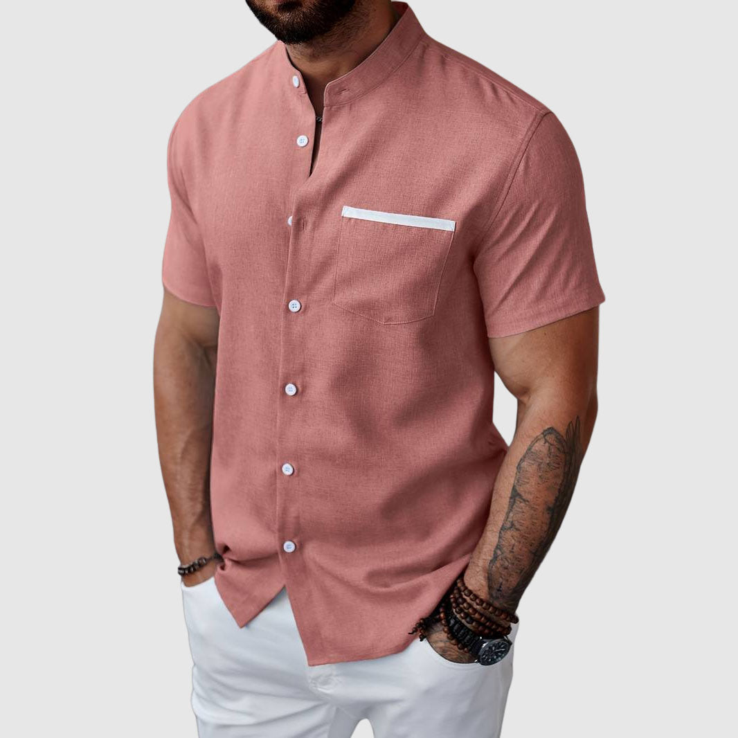 Felix Grant Summer Henley Shirt Ash & Harbor
