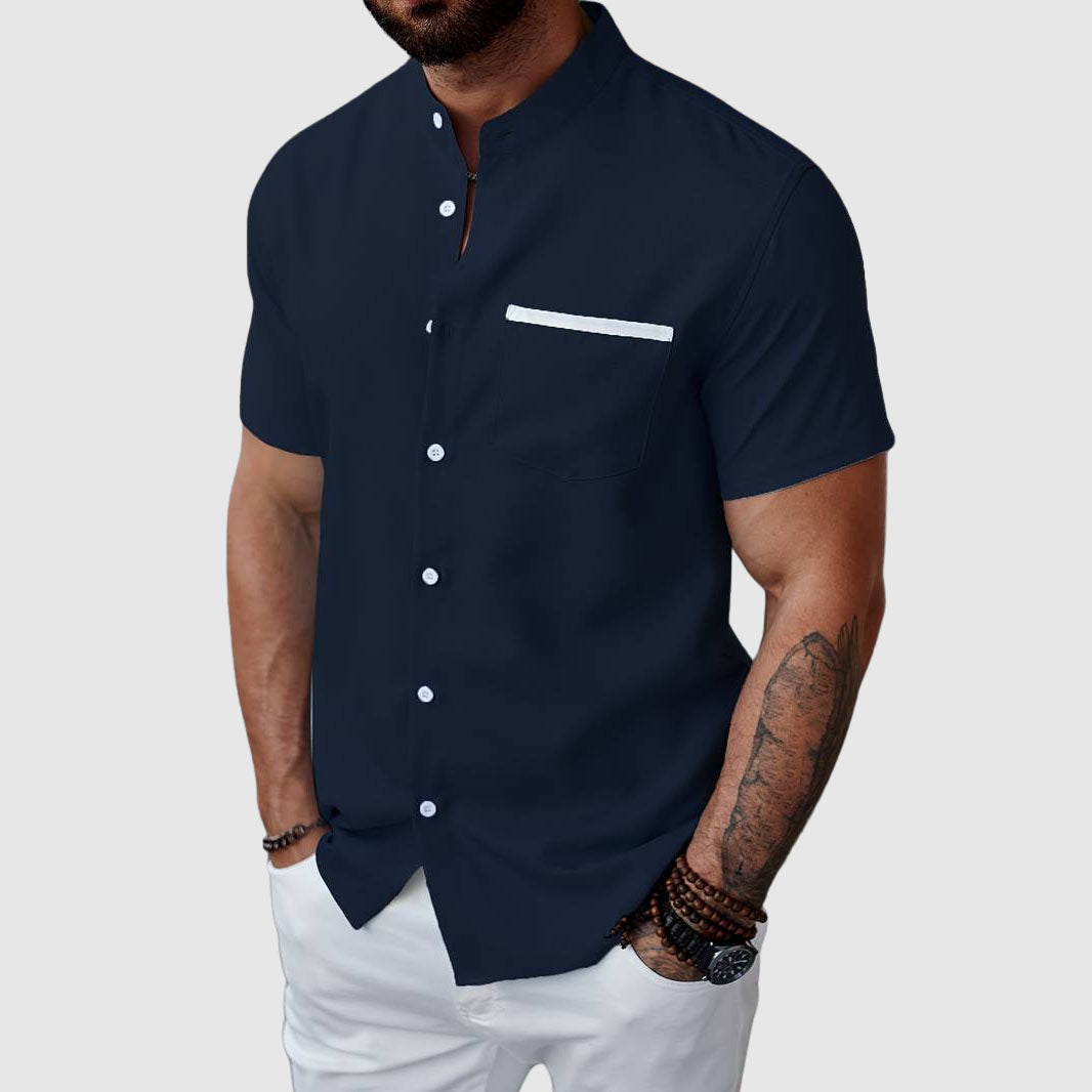 Felix Grant Summer Henley Shirt Ash & Harbor
