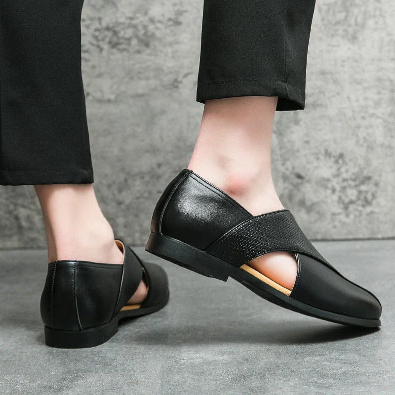 François Blanchet Cross-Strap Loafers With Side Cut-Out Ash & Harbor