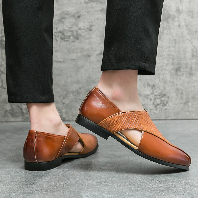 François Blanchet Cross-Strap Loafers With Side Cut-Out Ash & Harbor