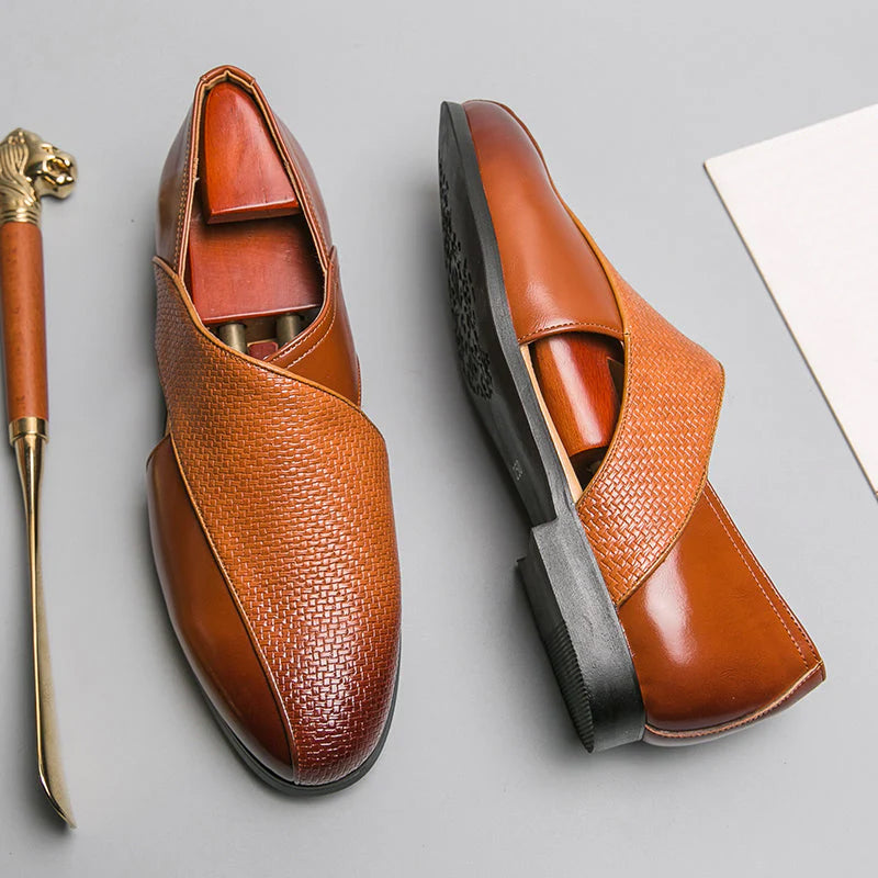 François Blanchet Cross-Strap Loafers With Side Cut-Out Ash & Harbor